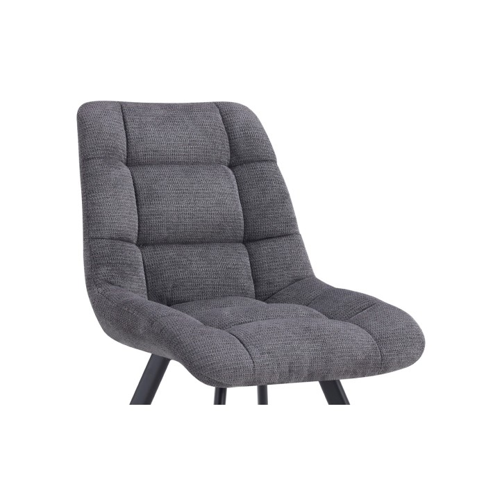 Lot de 2 chaises VELMIA – Tissu gris foncé – Pieds métal – Design compact – Élégance moderne et sobre 