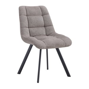 Lot de 2 chaises VELMIA – Tissu gris clair – Pieds métal – Design moderne – Élégance douce et lumineuse 