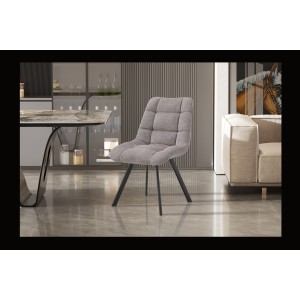 Lot de 2 chaises VELMIA – Tissu gris clair – Pieds métal – Design moderne – Élégance douce et lumineuse 