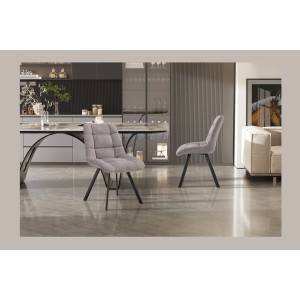 Lot de 2 chaises VELMIA – Tissu gris clair – Pieds métal – Design moderne – Élégance douce et lumineuse 