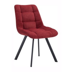 Lot de 2 chaises VELMIA – Tissu rouge – Pieds métal – Design audacieux – Confort compact et robuste 