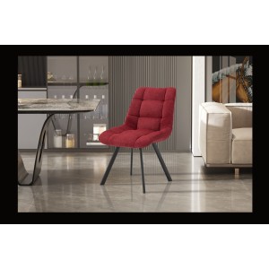 Lot de 2 chaises VELMIA – Tissu rouge – Pieds métal – Design audacieux – Confort compact et robuste 