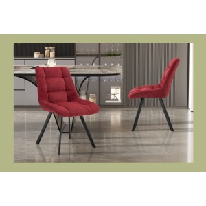 Lot de 2 chaises VELMIA – Tissu rouge – Pieds métal – Design audacieux – Confort compact et robuste 