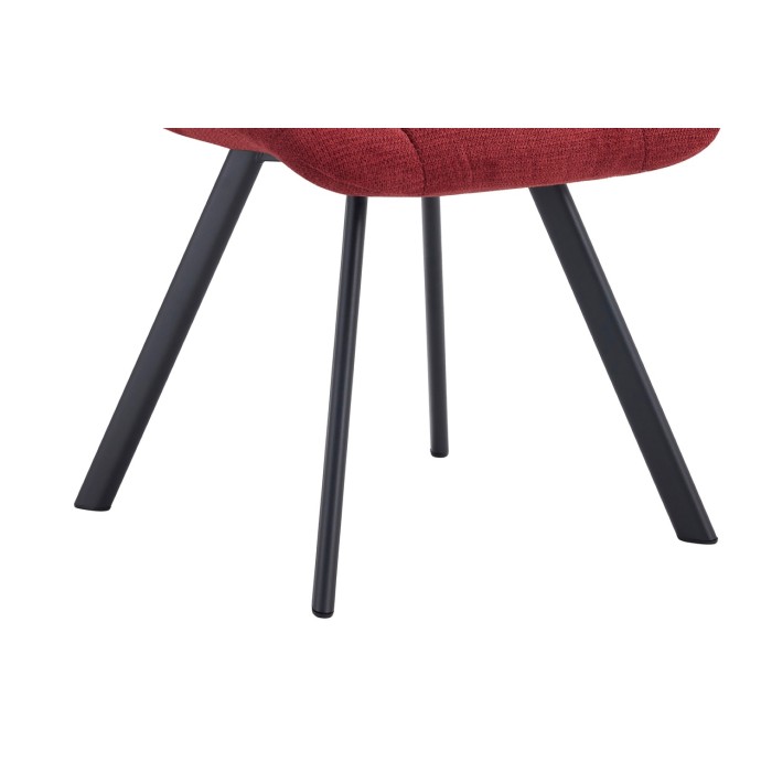 Lot de 2 chaises VELMIA – Tissu rouge – Pieds métal – Design audacieux – Confort compact et robuste 