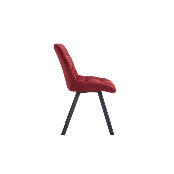 Lot de 2 chaises VELMIA – Tissu rouge – Pieds métal – Design audacieux – Confort compact et robuste 