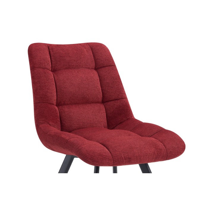 Lot de 2 chaises VELMIA – Tissu rouge – Pieds métal – Design audacieux – Confort compact et robuste 