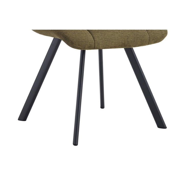 Lot de 2 chaises VELMIA – Tissu vert olive – Pieds métal – Design compact – Élégance naturelle et contemporaine 