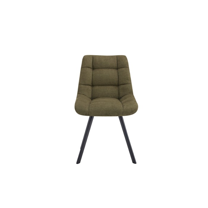 Lot de 2 chaises VELMIA – Tissu vert olive – Pieds métal – Design compact – Élégance naturelle et contemporaine 