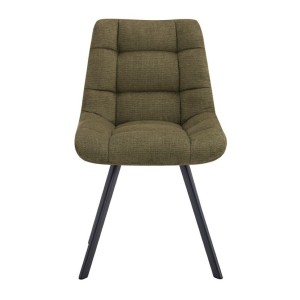 Lot de 2 chaises VELMIA – Tissu vert olive – Pieds métal – Design compact – Élégance naturelle et contemporaine 