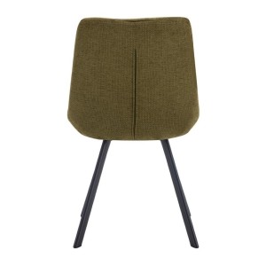 Lot de 2 chaises VELMIA – Tissu vert olive – Pieds métal – Design compact – Élégance naturelle et contemporaine 
