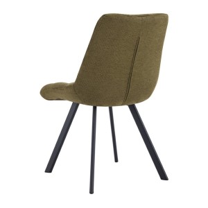 Lot de 2 chaises VELMIA – Tissu vert olive – Pieds métal – Design compact – Élégance naturelle et contemporaine 