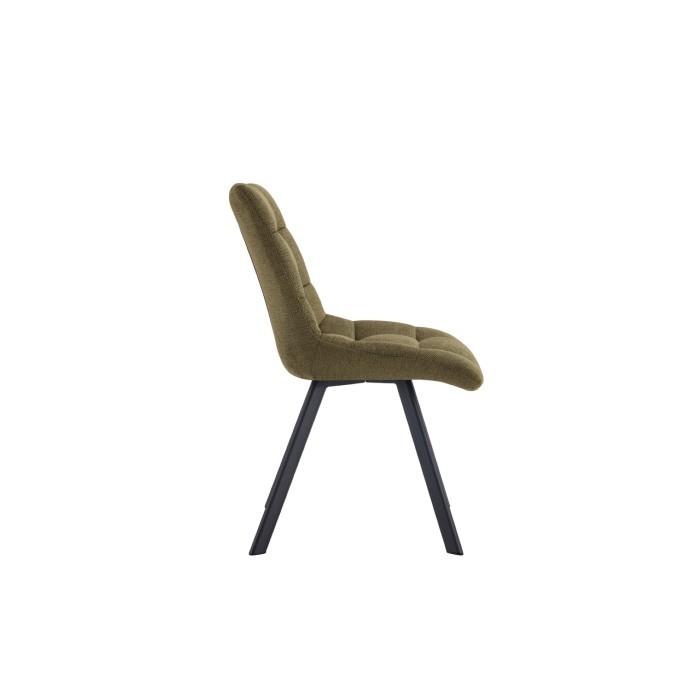 Lot de 2 chaises VELMIA – Tissu vert olive – Pieds métal – Design compact – Élégance naturelle et contemporaine 