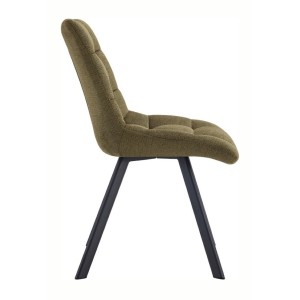 Lot de 2 chaises VELMIA – Tissu vert olive – Pieds métal – Design compact – Élégance naturelle et contemporaine 