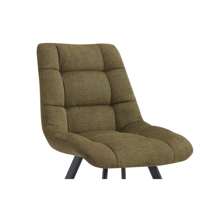 Lot de 2 chaises VELMIA – Tissu vert olive – Pieds métal – Design compact – Élégance naturelle et contemporaine 