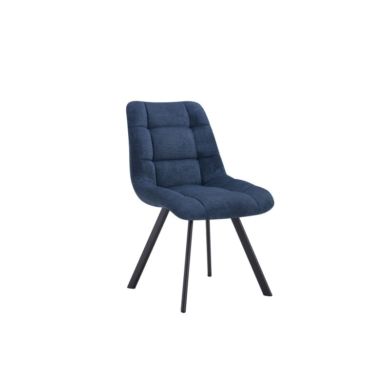 Lot de 2 chaises VELMIA – Tissu bleu océan – Pieds métal – Design moderne – Élégance rafraîchissante 