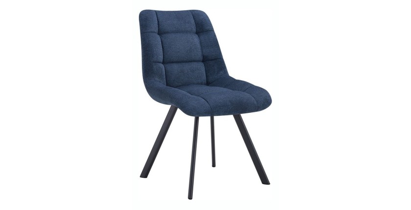 Lot de 2 chaises VELMIA – Tissu bleu océan – Pieds métal – Design moderne – Élégance rafraîchissante 