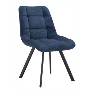 Lot de 2 chaises VELMIA – Tissu bleu océan – Pieds métal – Design moderne – Élégance rafraîchissante 