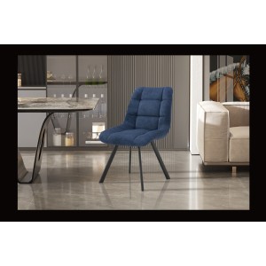 Lot de 2 chaises VELMIA – Tissu bleu océan – Pieds métal – Design moderne – Élégance rafraîchissante 