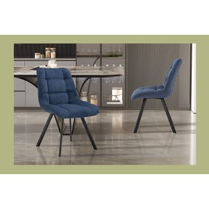 Lot de 2 chaises VELMIA – Tissu bleu océan – Pieds métal – Design moderne – Élégance rafraîchissante 
