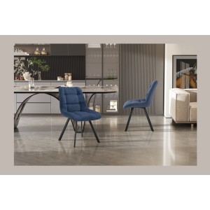 Lot de 2 chaises VELMIA – Tissu bleu océan – Pieds métal – Design moderne – Élégance rafraîchissante 