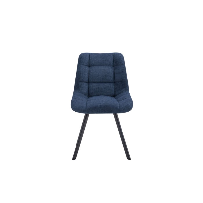 Lot de 2 chaises VELMIA – Tissu bleu océan – Pieds métal – Design moderne – Élégance rafraîchissante 