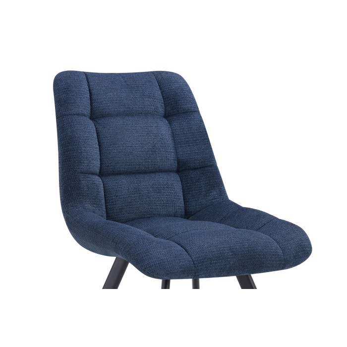 Lot de 2 chaises VELMIA – Tissu bleu océan – Pieds métal – Design moderne – Élégance rafraîchissante 