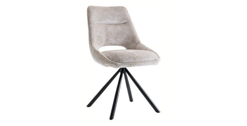 Lot de 2 chaises YUMENA – Tissu beige – Pieds métal – Design épuré – Élégance naturelle et contemporaine 