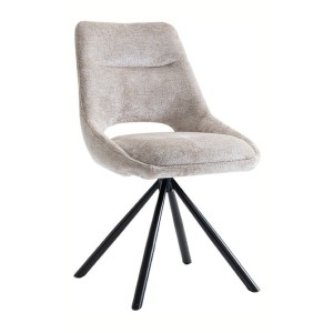 Lot de 2 chaises YUMENA – Tissu beige – Pieds métal – Design épuré – Élégance naturelle et contemporaine 