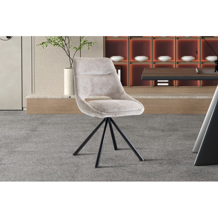 Lot de 2 chaises YUMENA – Tissu beige – Pieds métal – Design épuré – Élégance naturelle et contemporaine 