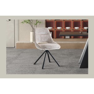 Lot de 2 chaises YUMENA – Tissu beige – Pieds métal – Design épuré – Élégance naturelle et contemporaine 