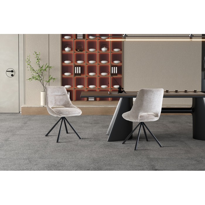 Lot de 2 chaises YUMENA – Tissu beige – Pieds métal – Design épuré – Élégance naturelle et contemporaine 