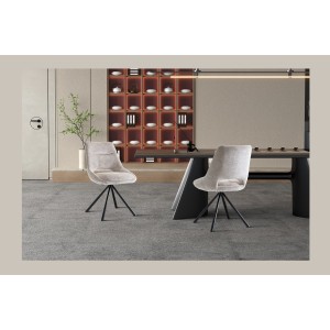 Lot de 2 chaises YUMENA – Tissu beige – Pieds métal – Design épuré – Élégance naturelle et contemporaine 