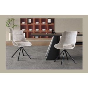 Lot de 2 chaises YUMENA – Tissu beige – Pieds métal – Design épuré – Élégance naturelle et contemporaine 