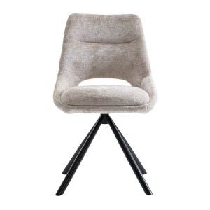 Lot de 2 chaises YUMENA – Tissu beige – Pieds métal – Design épuré – Élégance naturelle et contemporaine 