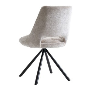 Lot de 2 chaises YUMENA – Tissu beige – Pieds métal – Design épuré – Élégance naturelle et contemporaine 