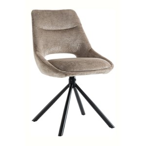 Lot de 2 chaises YUMENA – Tissu taupe – Pieds métal – Design compact – Élégance intemporelle et confortable 