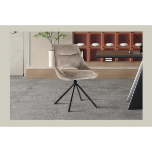 Lot de 2 chaises YUMENA – Tissu taupe – Pieds métal – Design compact – Élégance intemporelle et confortable 