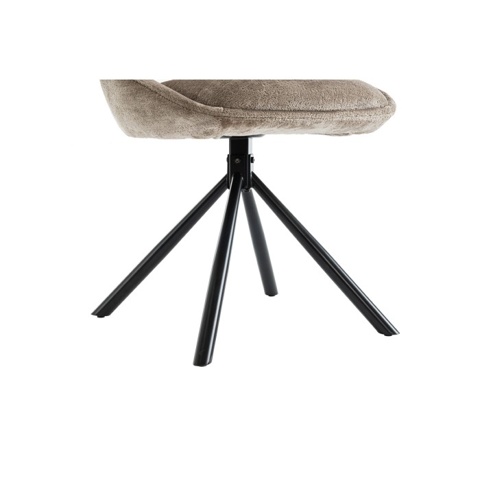 Lot de 2 chaises YUMENA – Tissu taupe – Pieds métal – Design compact – Élégance intemporelle et confortable 