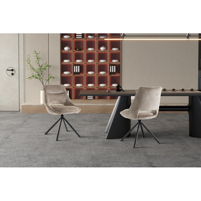 Lot de 2 chaises YUMENA – Tissu taupe – Pieds métal – Design compact – Élégance intemporelle et confortable 