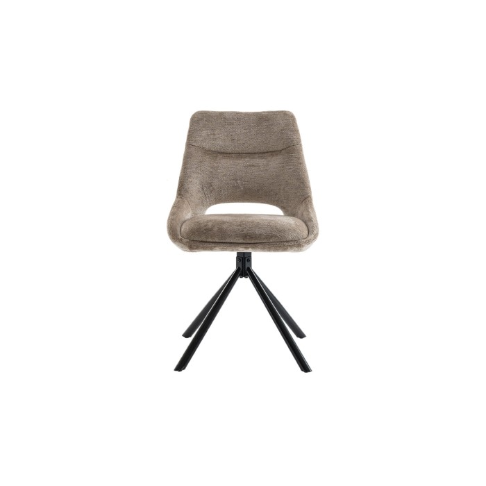 Lot de 2 chaises YUMENA – Tissu taupe – Pieds métal – Design compact – Élégance intemporelle et confortable 