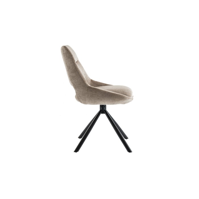 Lot de 2 chaises YUMENA – Tissu taupe – Pieds métal – Design compact – Élégance intemporelle et confortable 