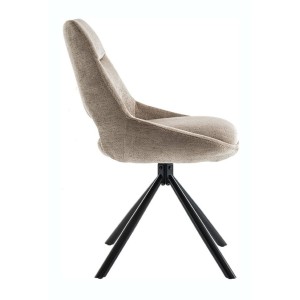 Lot de 2 chaises YUMENA – Tissu taupe – Pieds métal – Design compact – Élégance intemporelle et confortable 