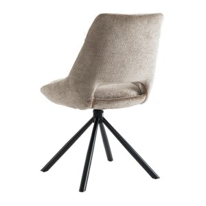Lot de 2 chaises YUMENA – Tissu taupe – Pieds métal – Design compact – Élégance intemporelle et confortable 