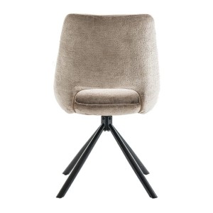 Lot de 2 chaises YUMENA – Tissu taupe – Pieds métal – Design compact – Élégance intemporelle et confortable 