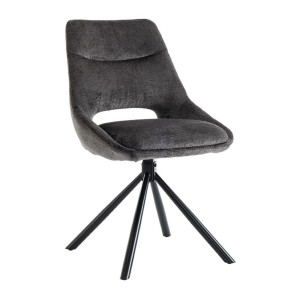 Lot de 2 chaises YUMENA – Tissu gris – Pieds métal – Design compact – Élégance sobre et contemporaine 