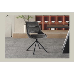 Lot de 2 chaises YUMENA – Tissu gris – Pieds métal – Design compact – Élégance sobre et contemporaine 