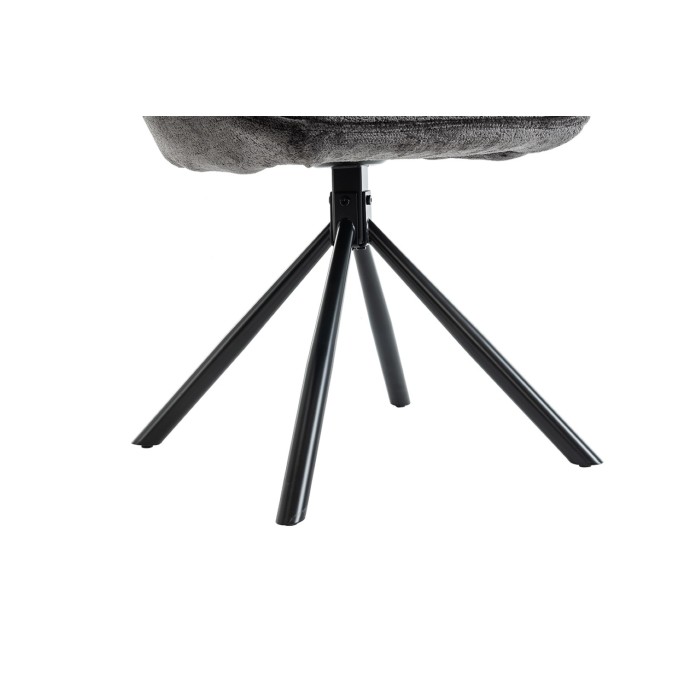 Lot de 2 chaises YUMENA – Tissu gris – Pieds métal – Design compact – Élégance sobre et contemporaine 