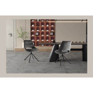 Lot de 2 chaises YUMENA – Tissu gris – Pieds métal – Design compact – Élégance sobre et contemporaine 