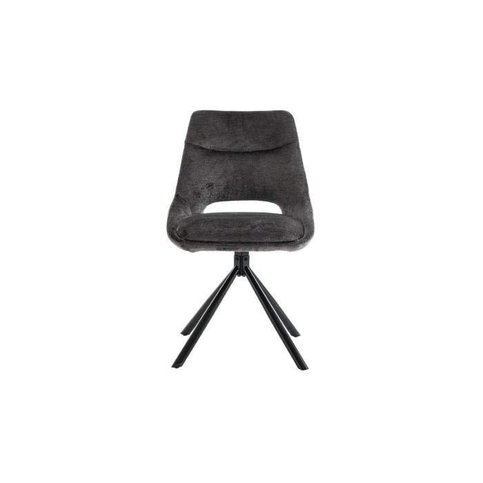 Lot de 2 chaises YUMENA – Tissu gris – Pieds métal – Design compact – Élégance sobre et contemporaine 