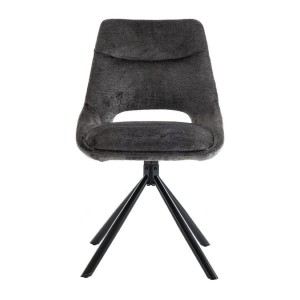 Lot de 2 chaises YUMENA – Tissu gris – Pieds métal – Design compact – Élégance sobre et contemporaine 